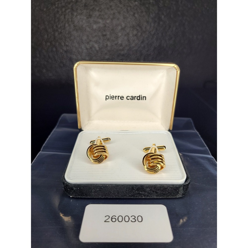 Pierre Cardin Cufflinks Gold Tone Love Knot Textured Swivel Back Excellent